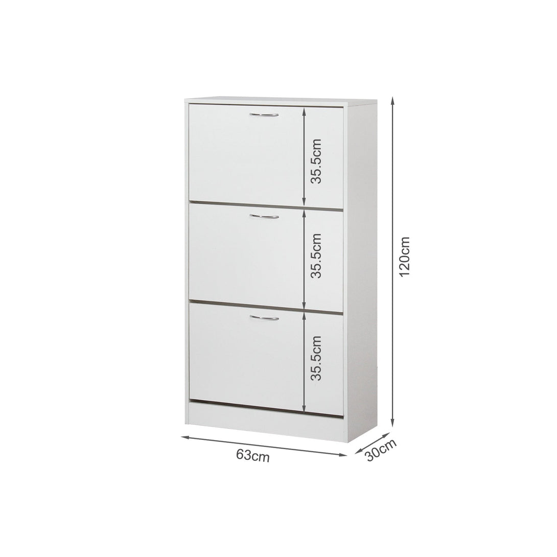 Anau 3 Drawer Shoe Cabinet Storage Rack - White