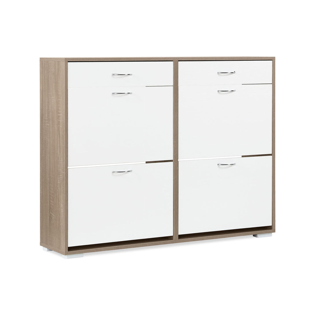 Rotoroa 6 Drawer Shoe Cabinet Storage Rack - Oak + White