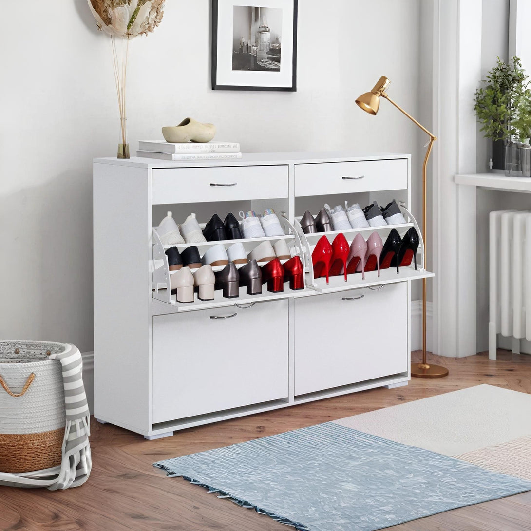 Rotoroa 6 Drawer Shoe Cabinet Storage - White