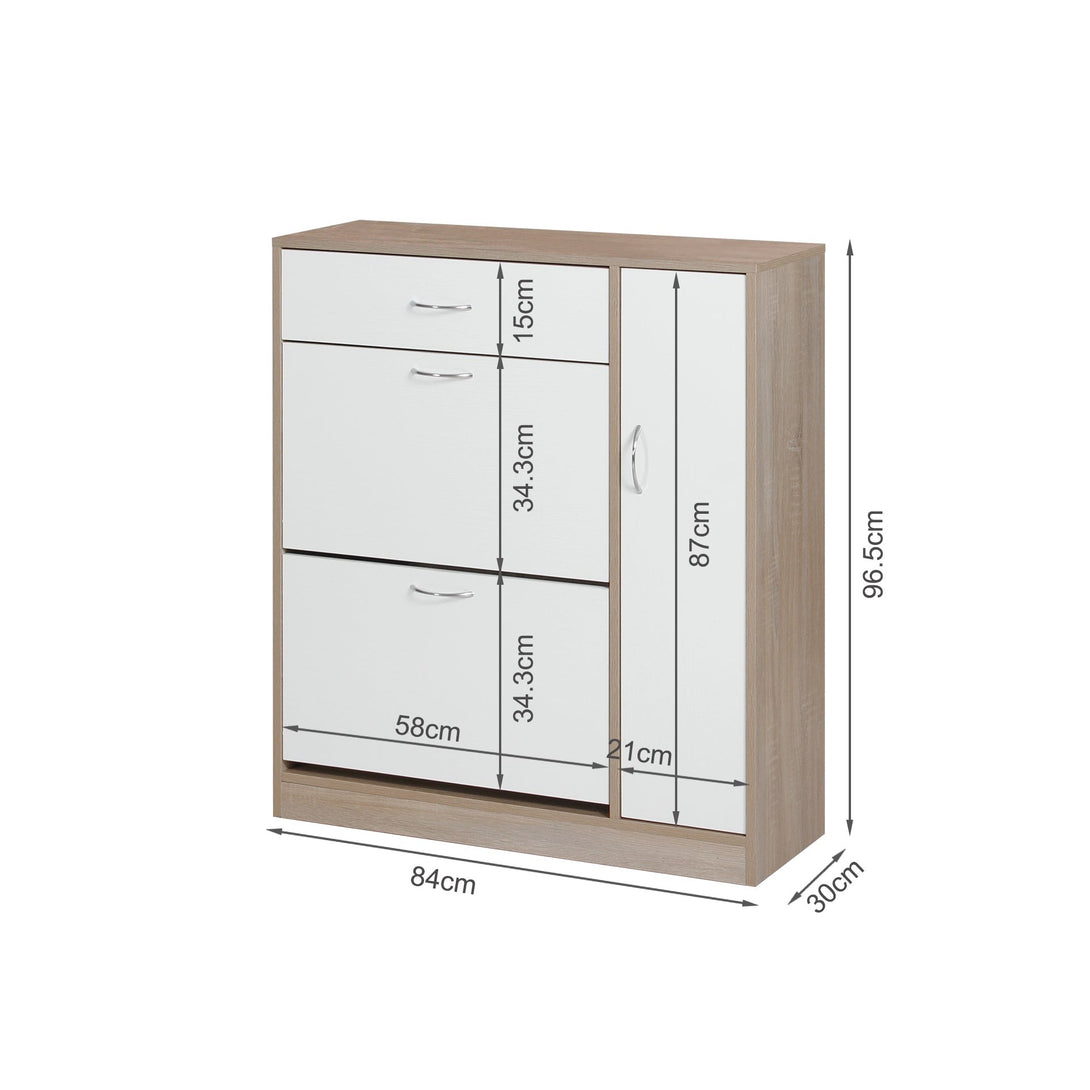 Kihona 3 Drawer Shoe Cabinet Storage Rack - Oak