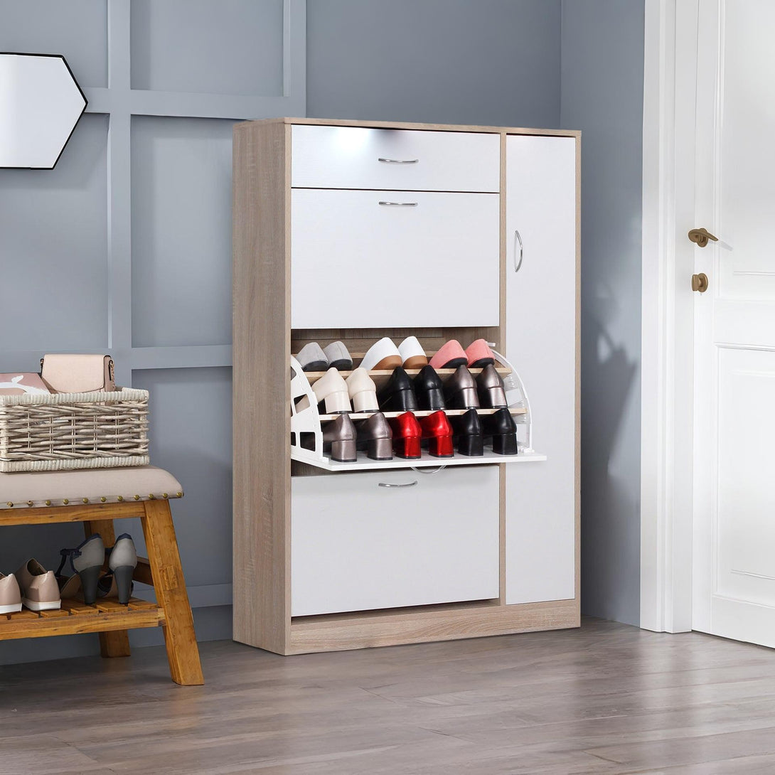 Horotea 4 Drawer Shoe Cabinet Storage - Oak + White