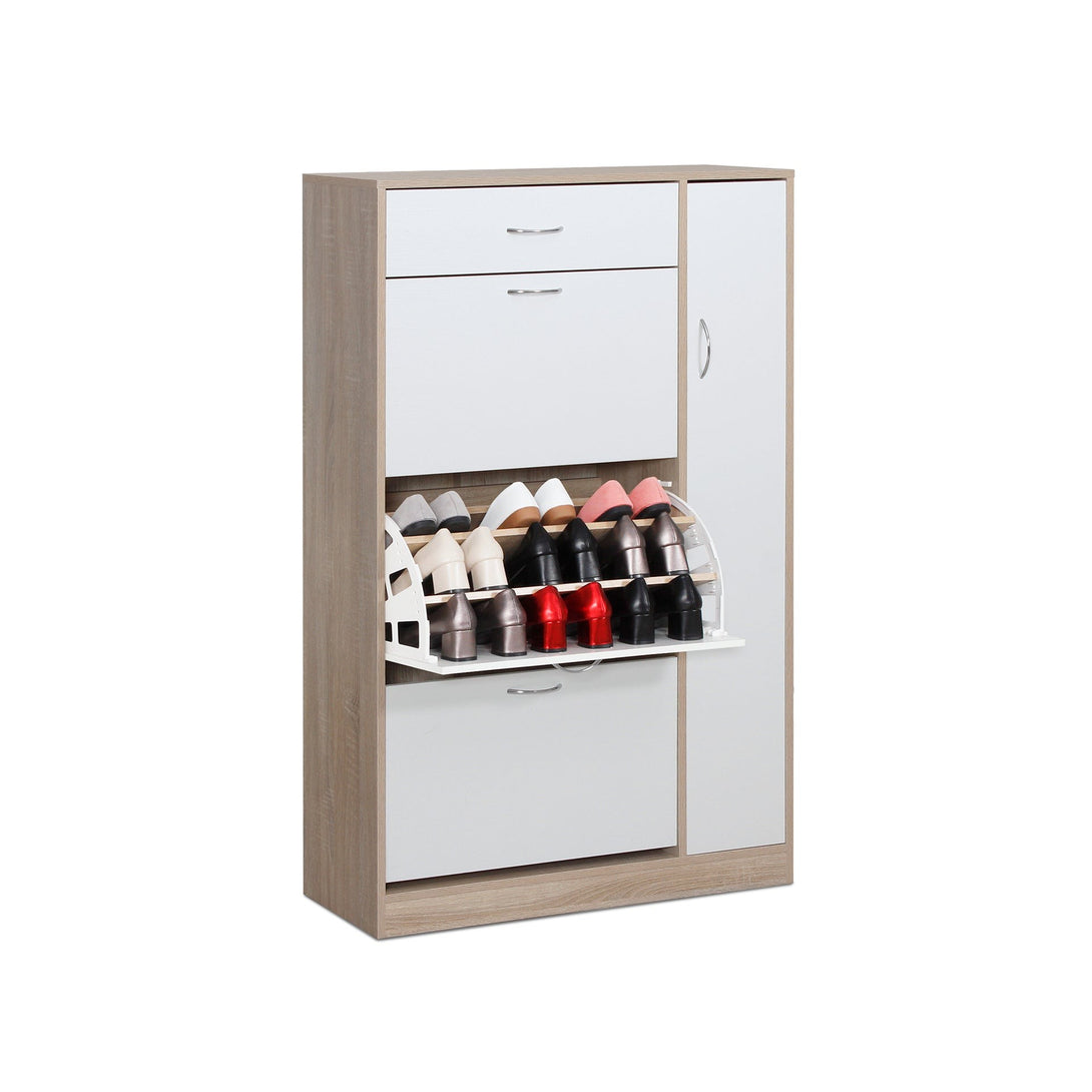 Horotea 4 Drawer Shoe Cabinet Storage - Oak + White