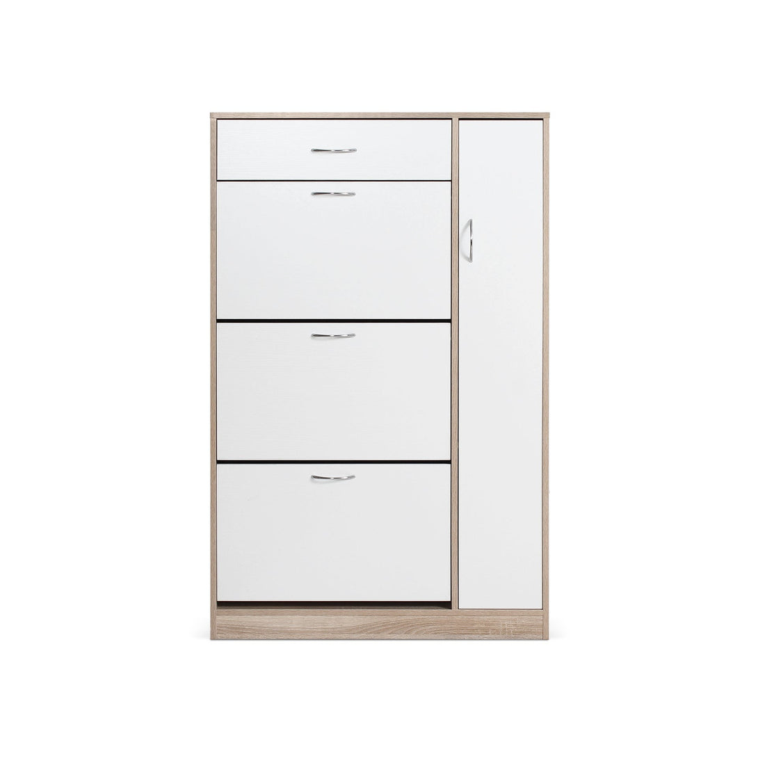 Horotea 4 Drawer Shoe Cabinet Storage - Oak + White