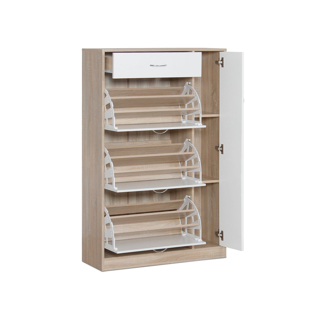 Horotea 4 Drawer Shoe Cabinet Storage - Oak + White