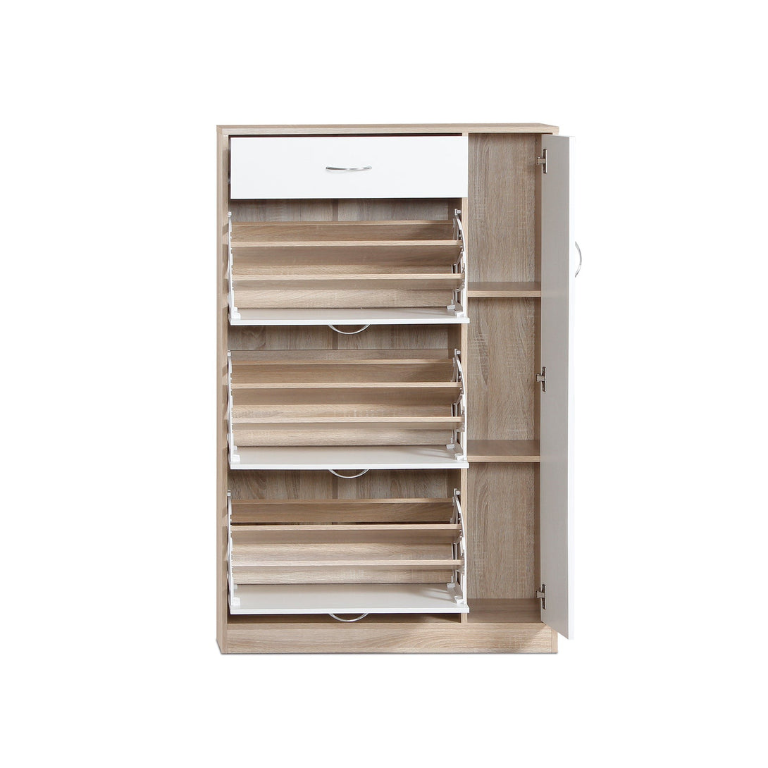 Horotea 4 Drawer Shoe Cabinet Storage - Oak + White