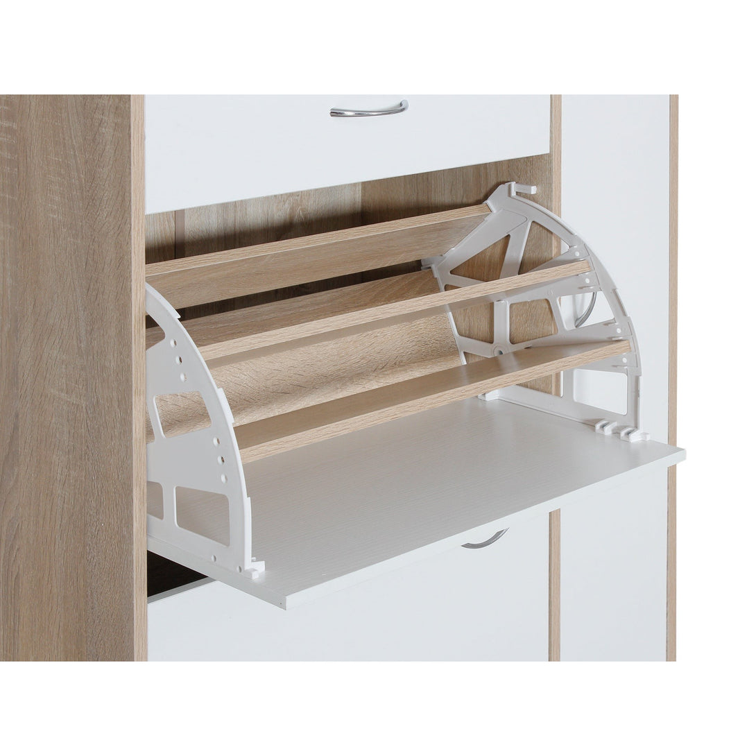 Horotea 4 Drawer Shoe Cabinet Storage - Oak + White