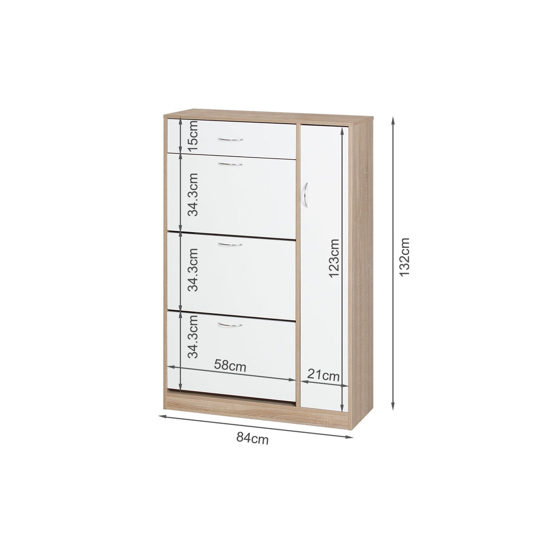 Horotea 4 Drawer Shoe Cabinet Storage - Oak + White