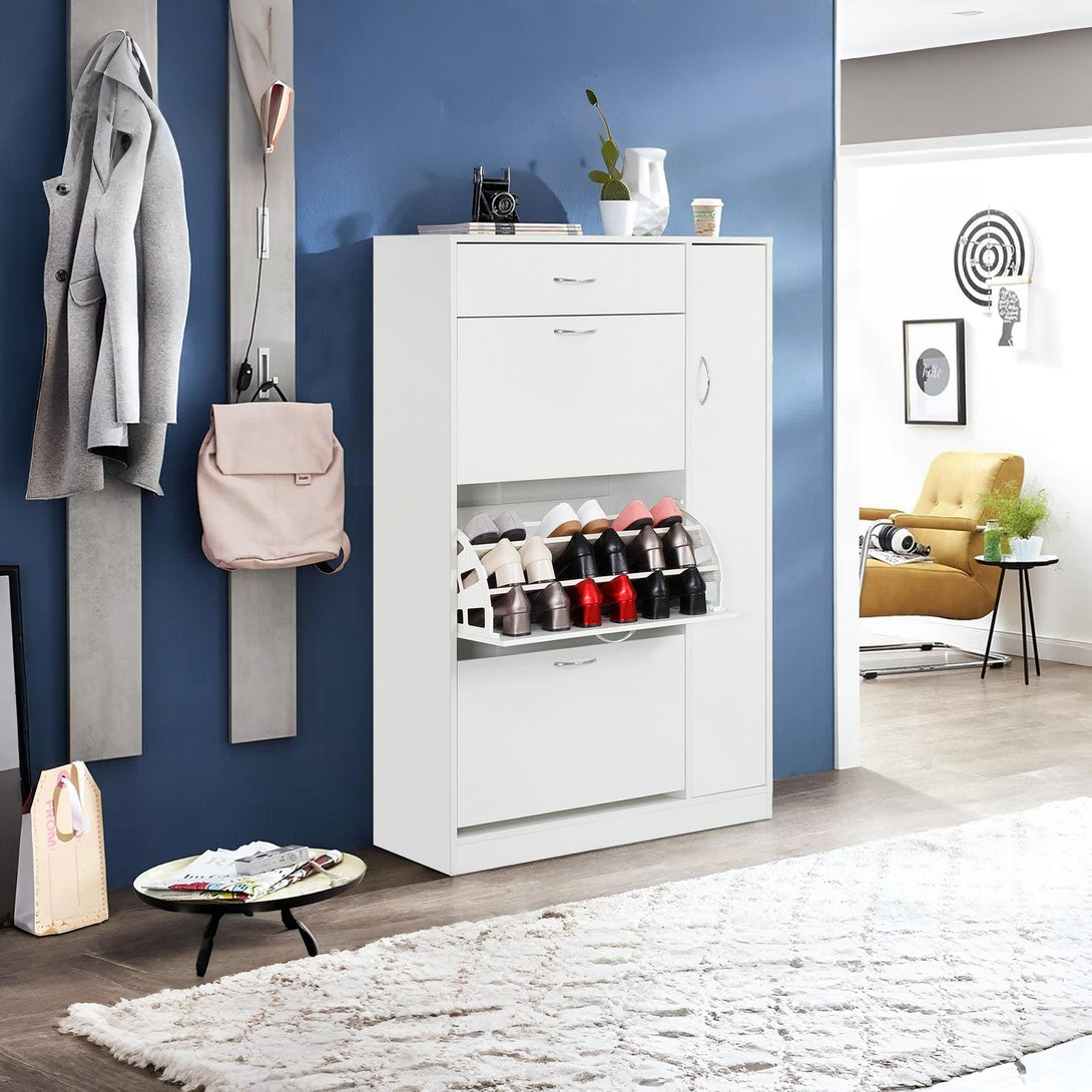 Horotea 4 Drawer Shoe Cabinet Storage Rack - White