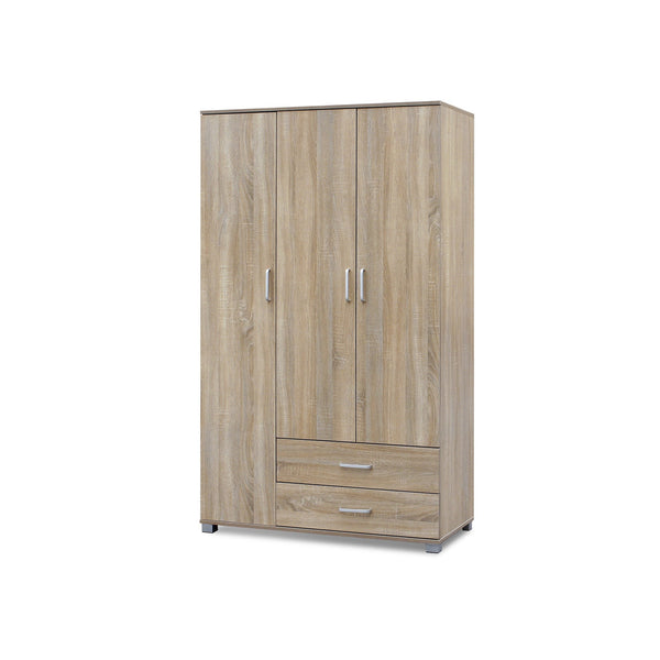Bram 3 Door Wardrobe with 2 Drawers - Oak