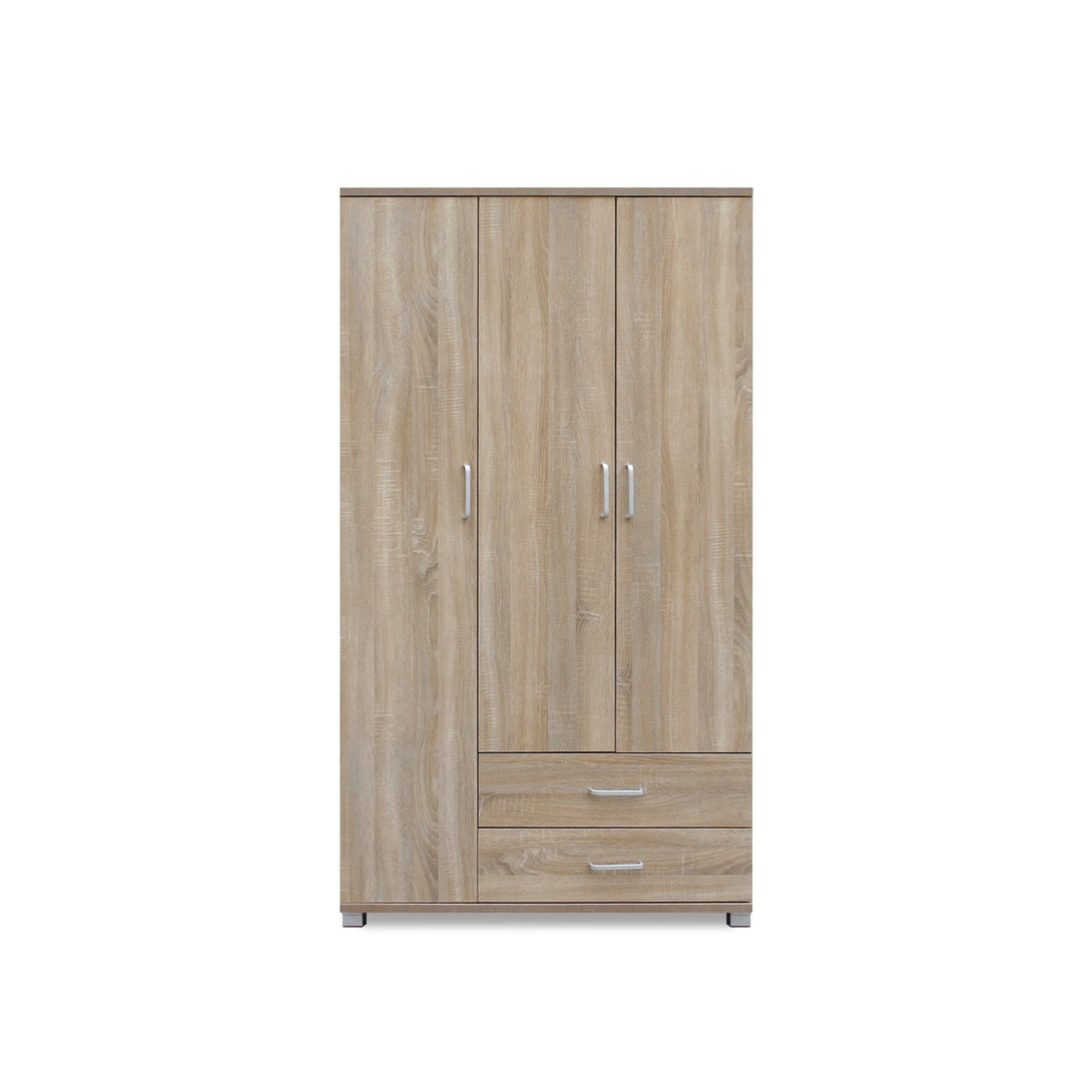 Bram 3 Door Wardrobe with 2 Drawers - Oak