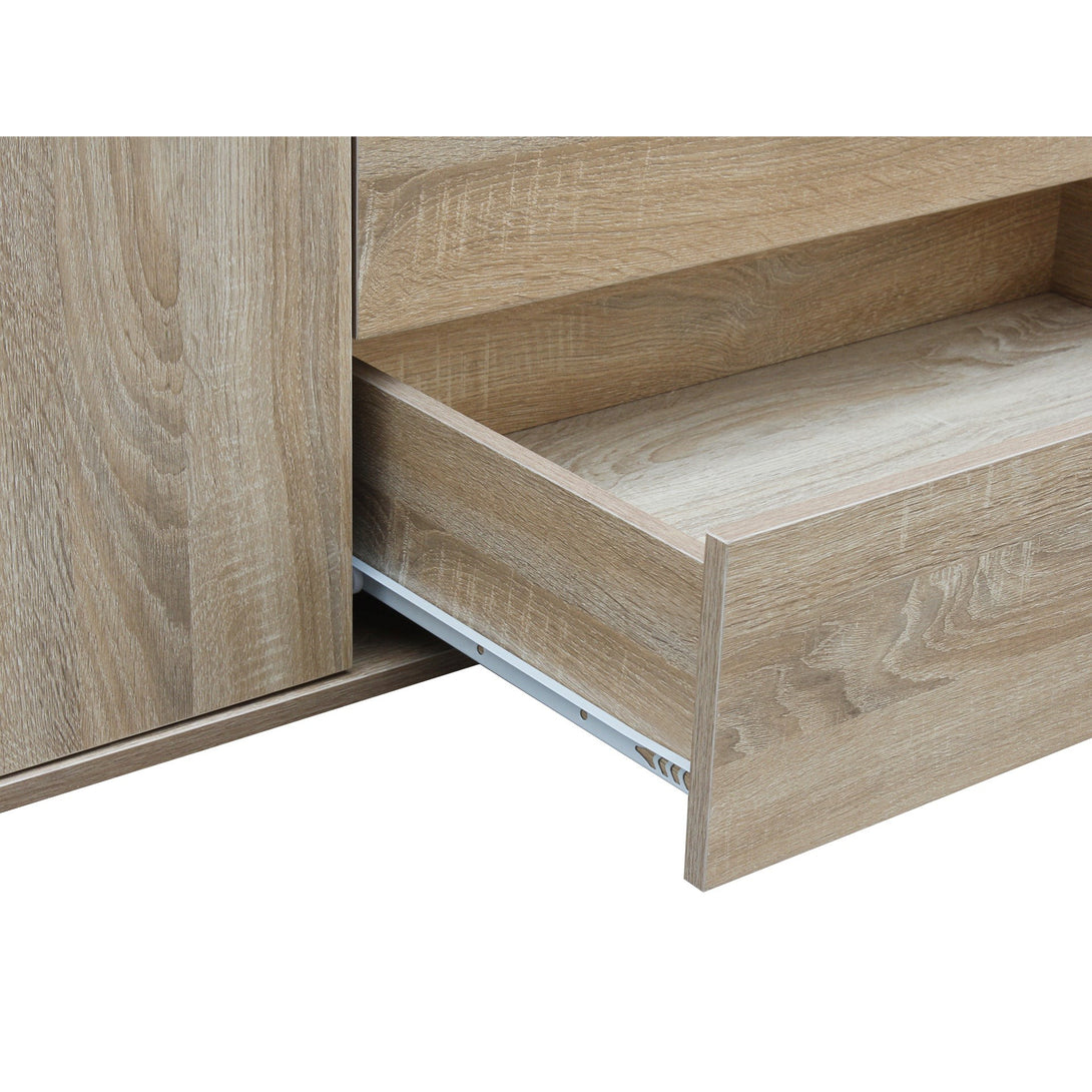 Bram 3 Door Wardrobe with 2 Drawers - Oak