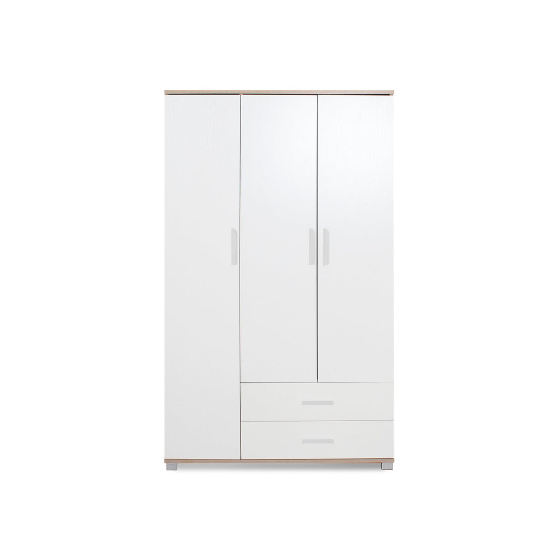 Bram 3 Door Wardrobe with 2 Drawers - Oak + White