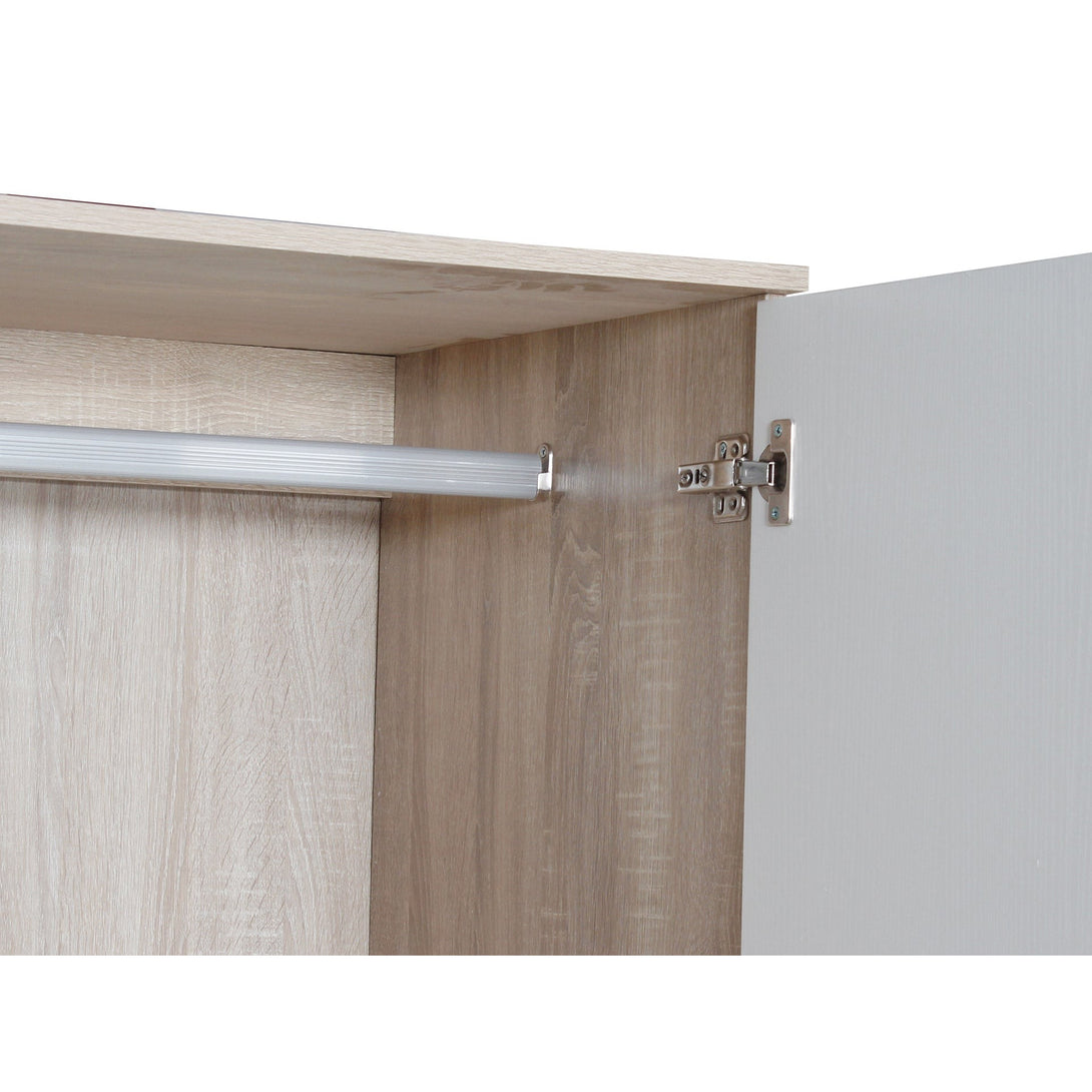 Bram 3 Door Wardrobe with 2 Drawers - Oak + White