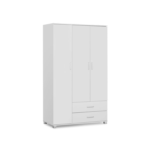Bram 3 Door Wardrobe Cabinet with 2 Drawers - White
