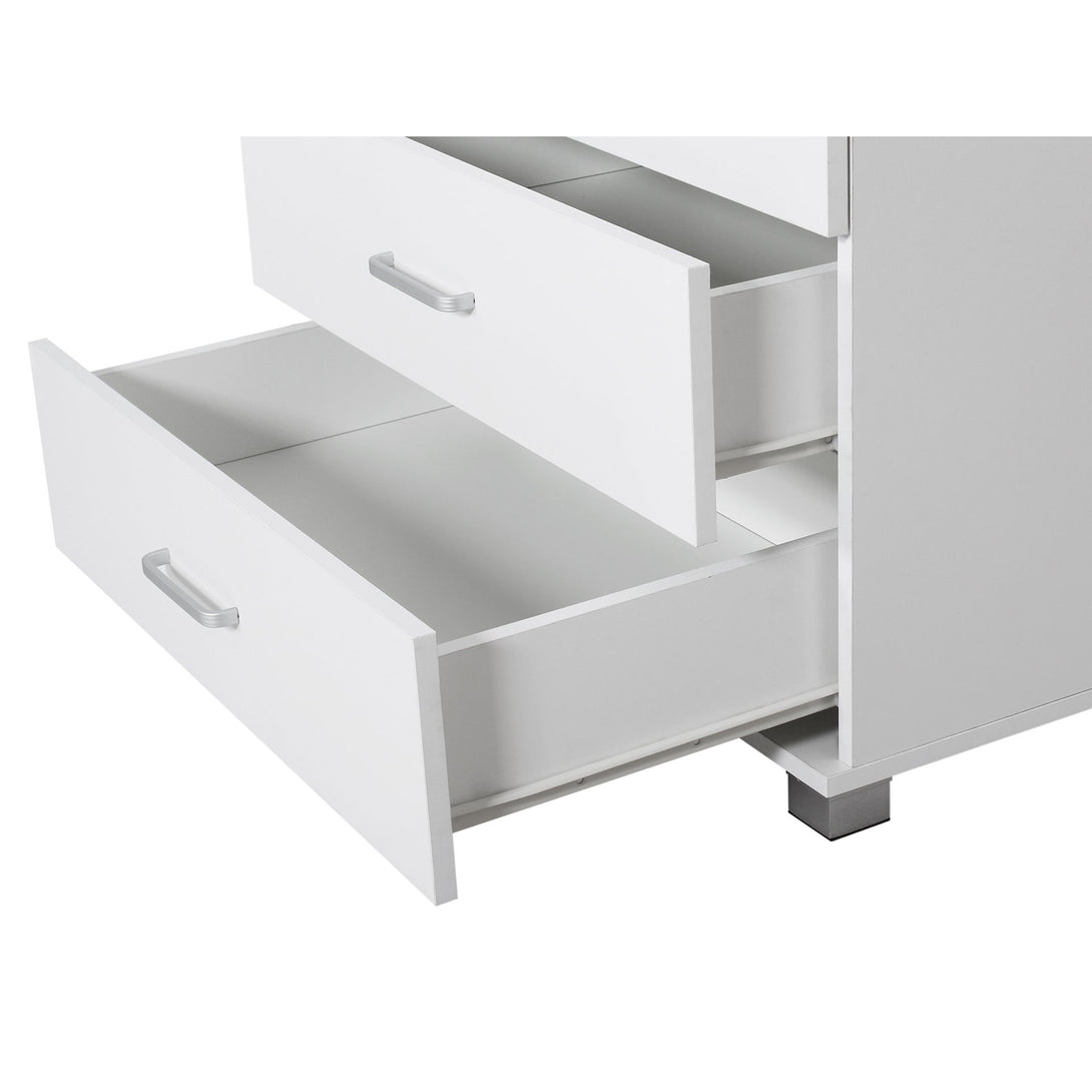 Bram 3 Door Wardrobe Cabinet with 2 Drawers - White