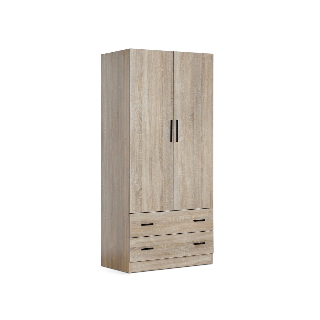 Bram 2 Door Wardrobe with 2 Drawers - Oak