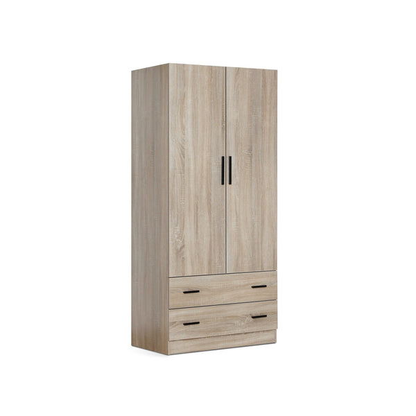 Bram 2 Door Wardrobe with 2 Drawers - Oak