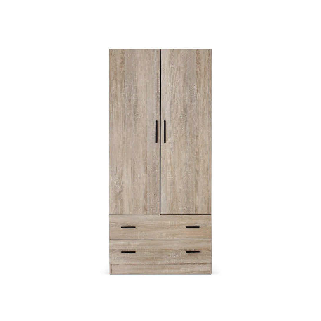 Bram 2 Door Wardrobe with 2 Drawers - Oak