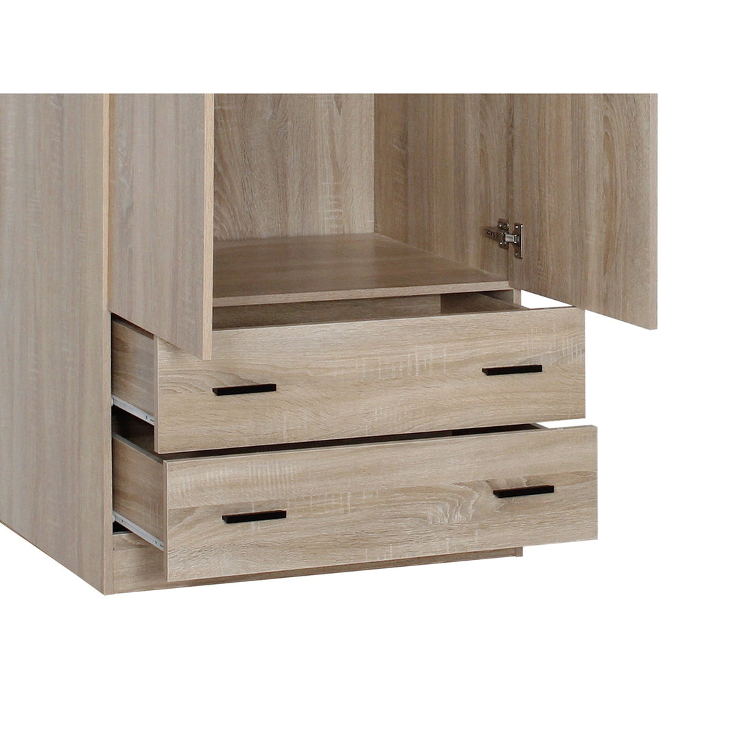 Bram 2 Door Wardrobe with 2 Drawers - Oak