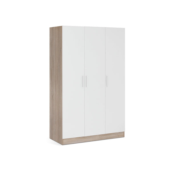Bram 3 Door Wardrobe Cabinet - Oak + White