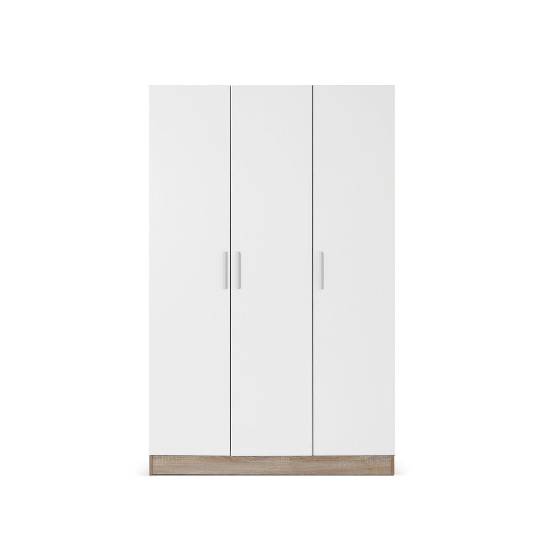 Bram 3 Door Wardrobe Cabinet - Oak + White