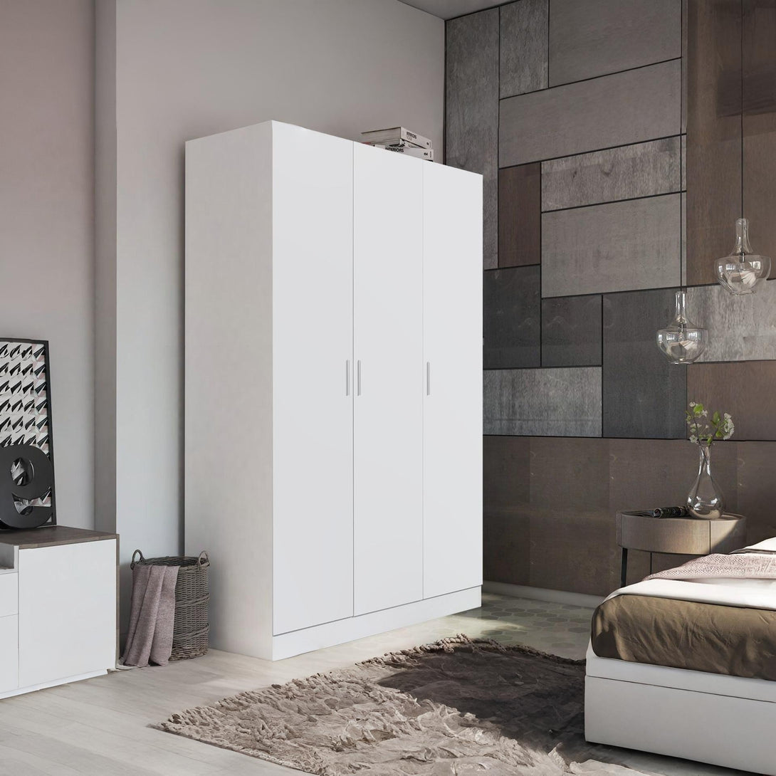 Bram 3 Door Wardrobe Cabinet - White