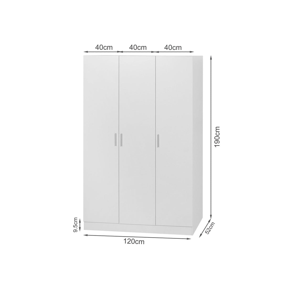 Bram 3 Door Wardrobe Cabinet - White