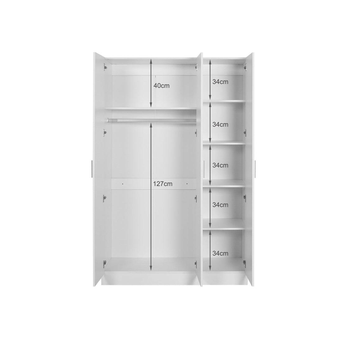 Bram 3 Door Wardrobe Cabinet - White