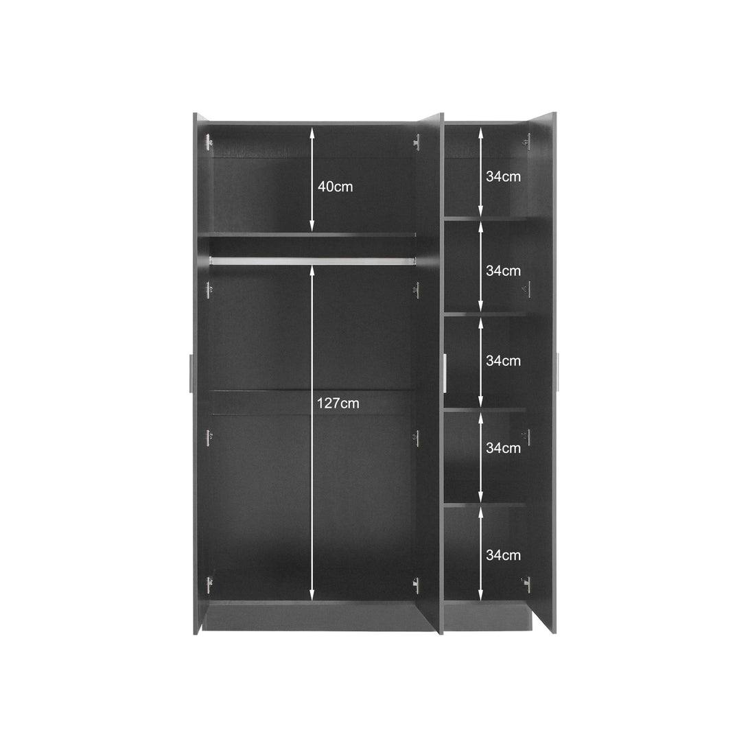 Bram 3 Door Wardrobe Cabinet - Black 