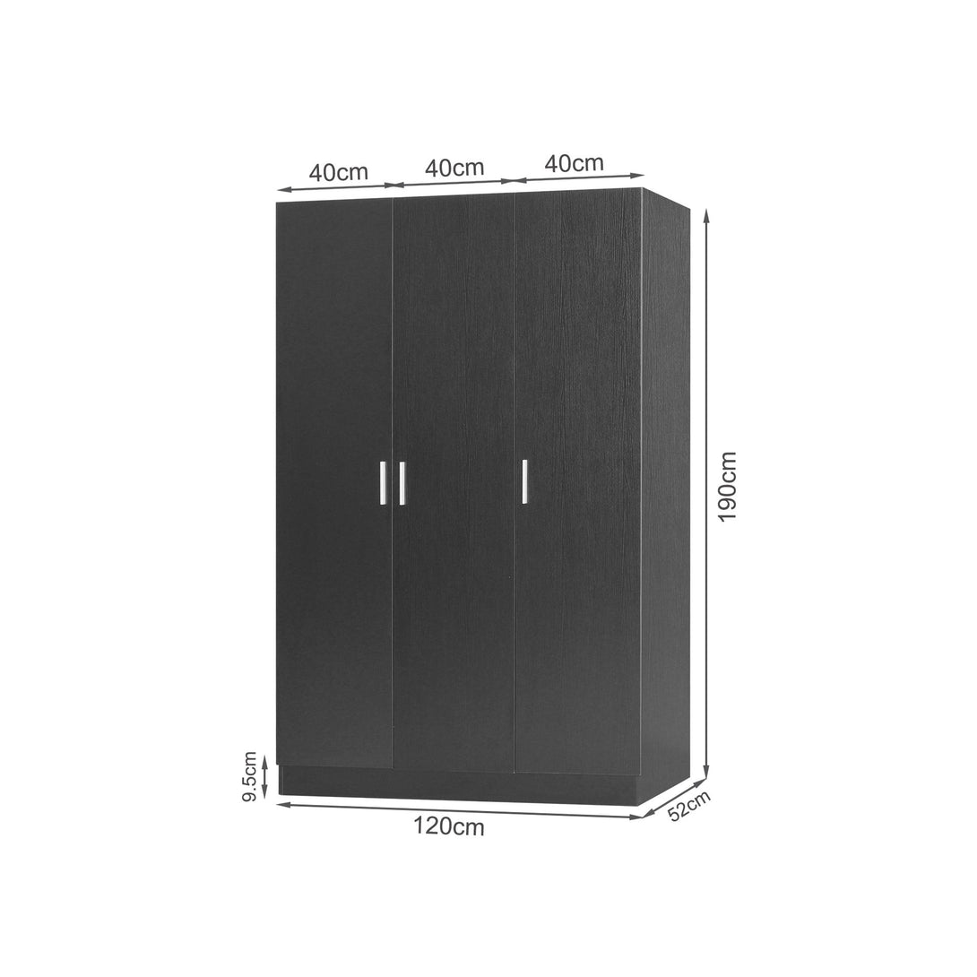 Bram 3 Door Wardrobe Cabinet - Black 