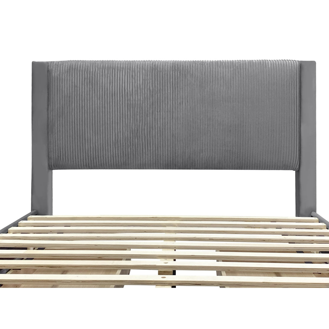 Gower Double Fabric Bed Frame with 4 Drawers - Grey