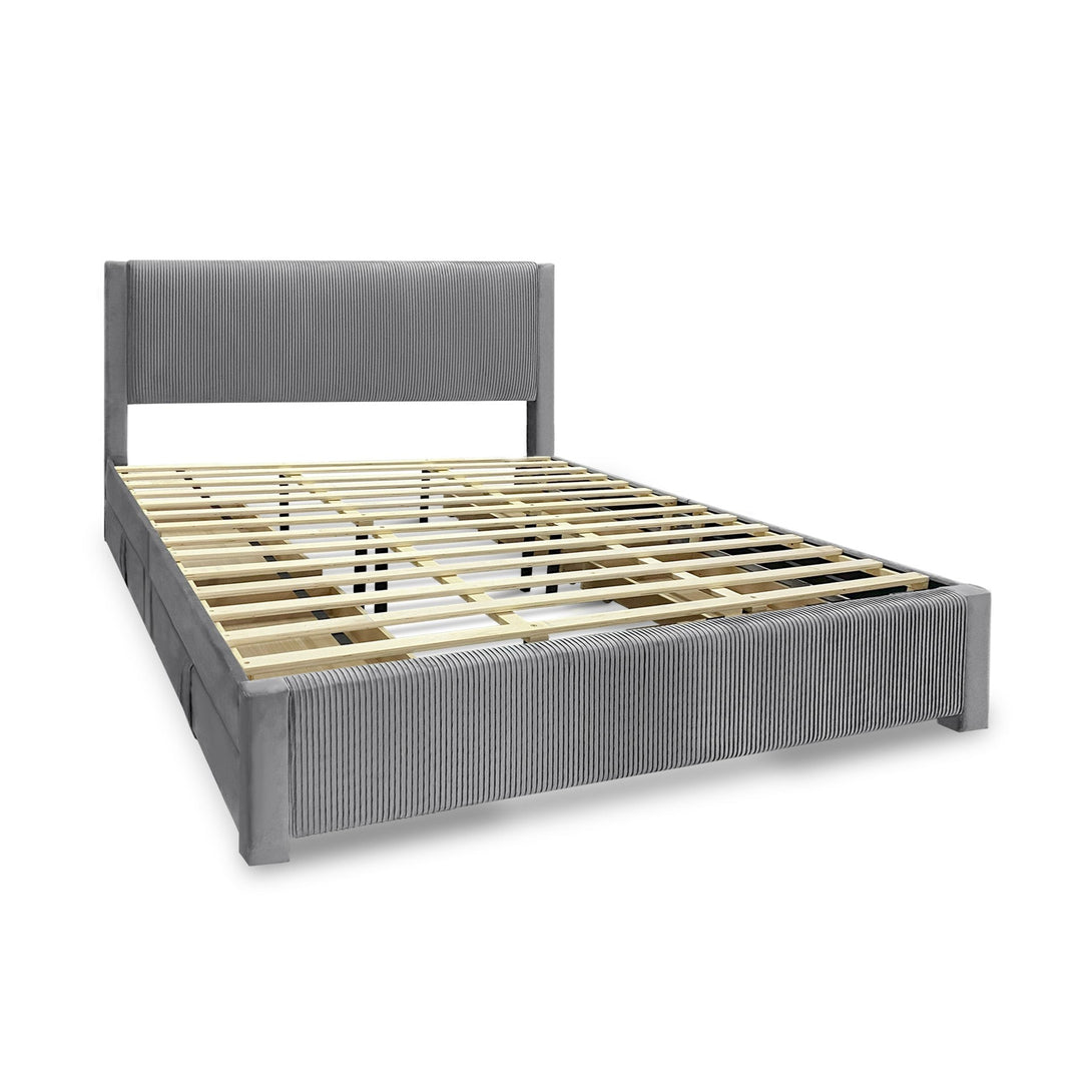Gower Super King Fabric Bed Frame with 4 Drawers - Grey