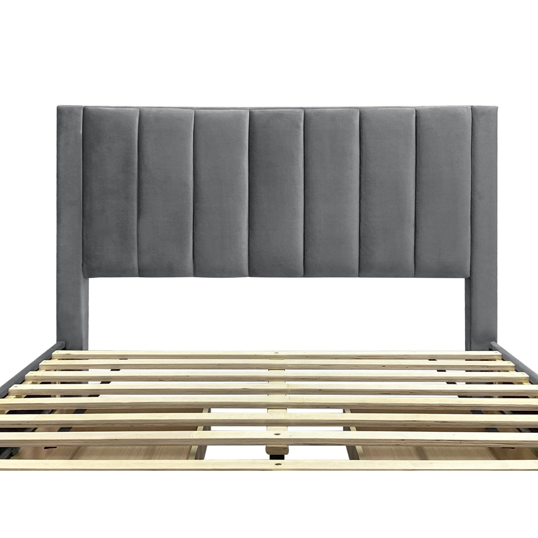 Columbia Double Fabric Bed Frame with 4 Drawers - Grey