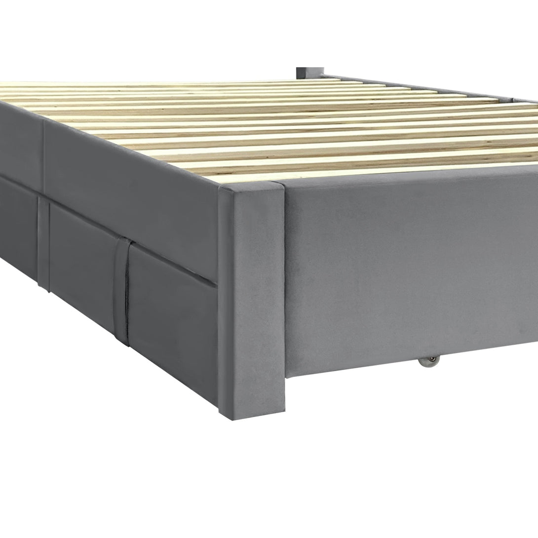 Columbia Double Fabric Bed Frame with 4 Drawers - Grey