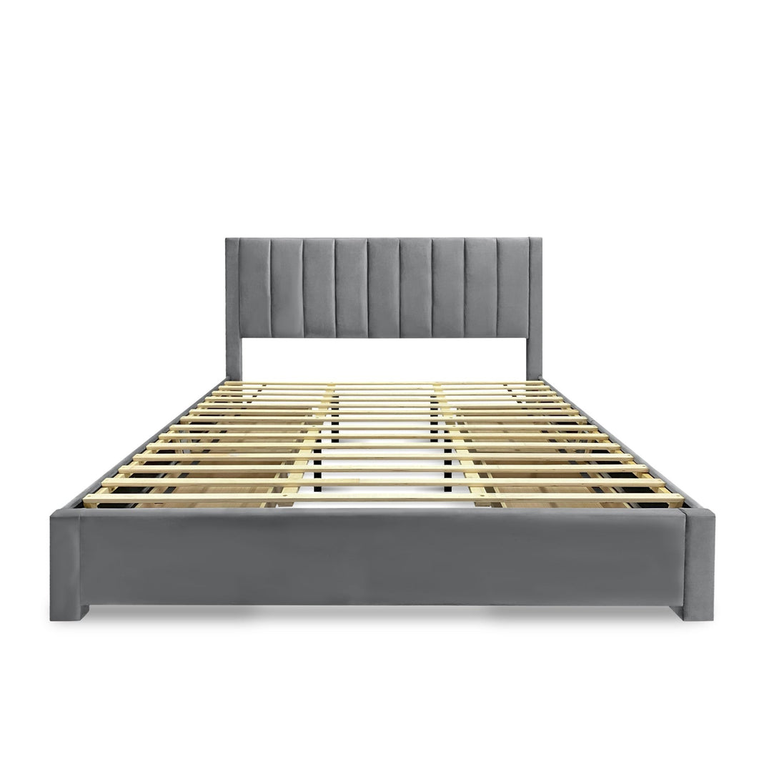 Columbia Super King Fabric Bed Frame with 4 Drawers - Grey