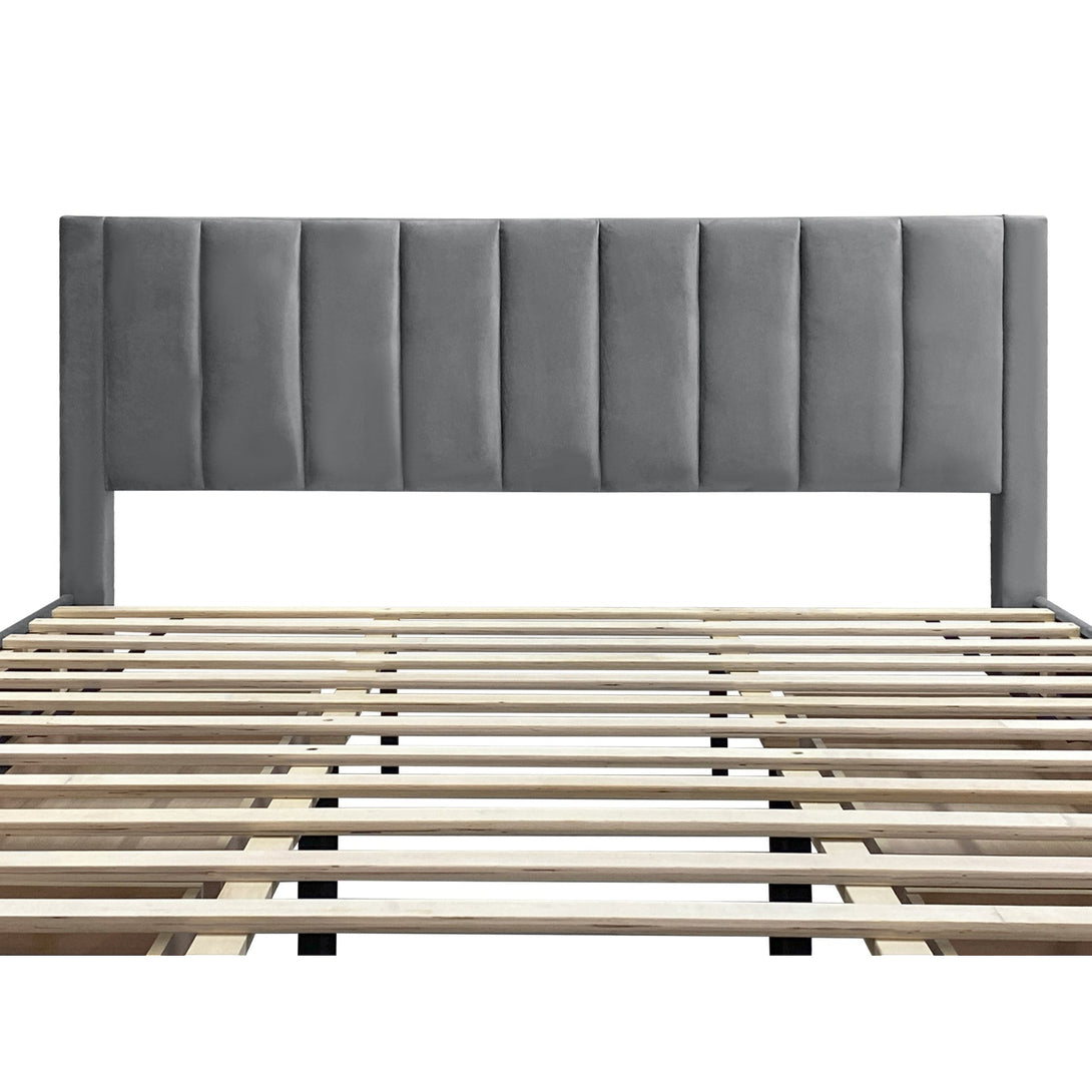 Columbia Super King Fabric Bed Frame with 4 Drawers - Grey