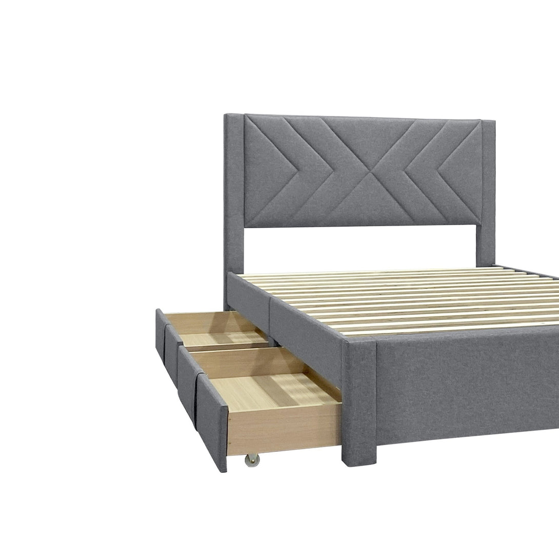 Haydon Double Fabric Bed Frame with 4 Drawers - Light Grey