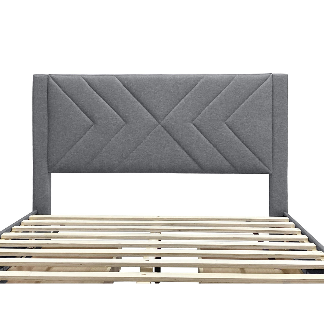 Haydon Double Fabric Bed Frame with 4 Drawers - Light Grey