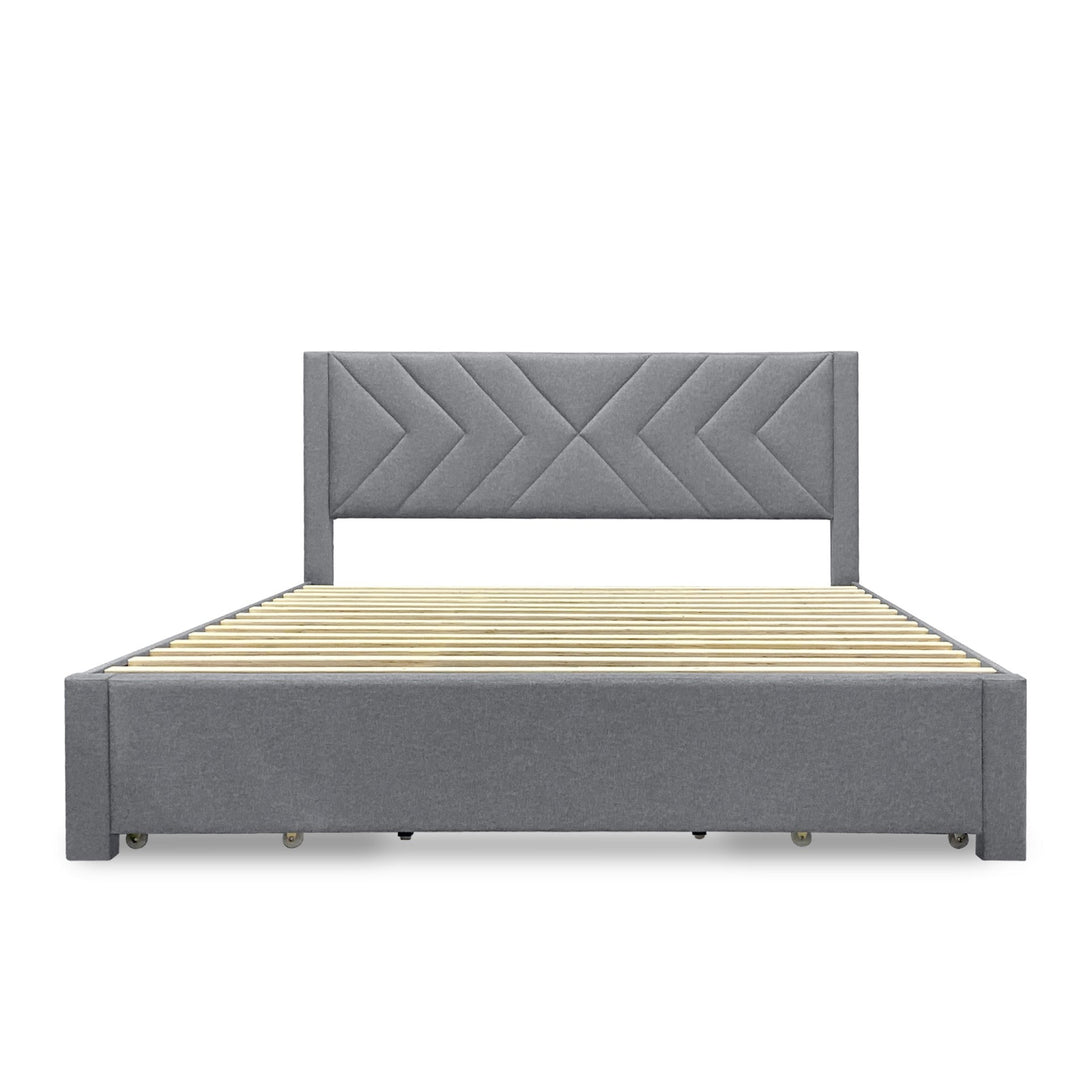 Haydon Super King Fabric Bed Frame with 4 Drawers - Light Grey