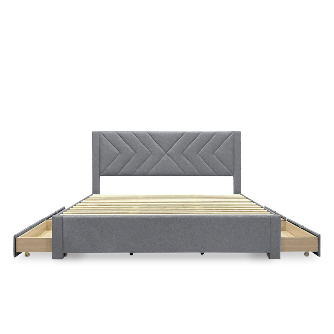 Haydon Super King Fabric Bed Frame with 4 Drawers - Light Grey