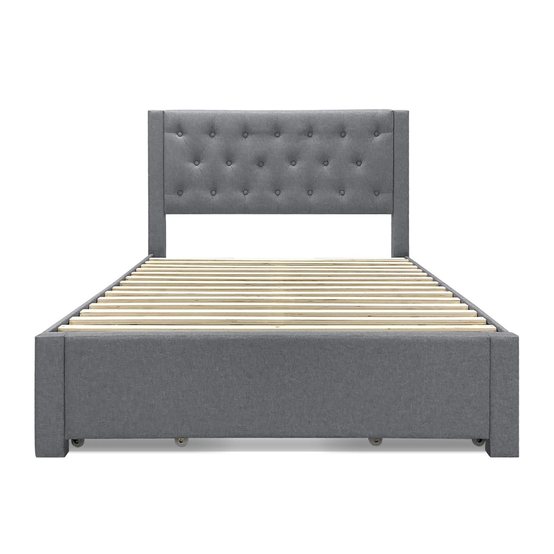 Thornton Double Fabric Bed Frame with 4 Drawers - Light Grey