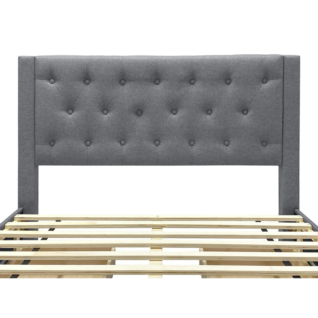 Thornton Double Fabric Bed Frame with 4 Drawers - Light Grey