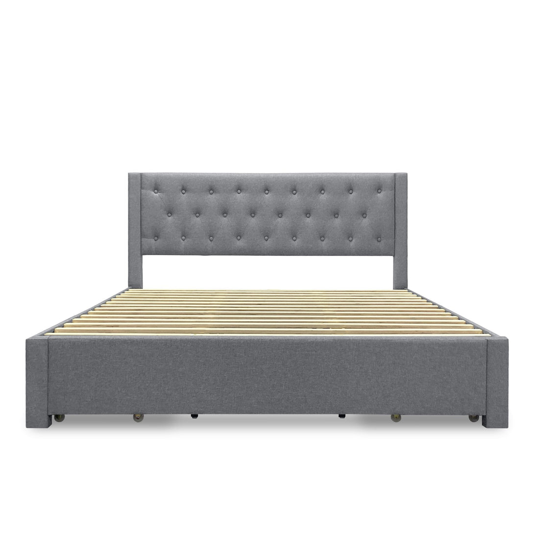 Thornton Super King Fabric Bed Frame with 4 Drawers - Light Grey