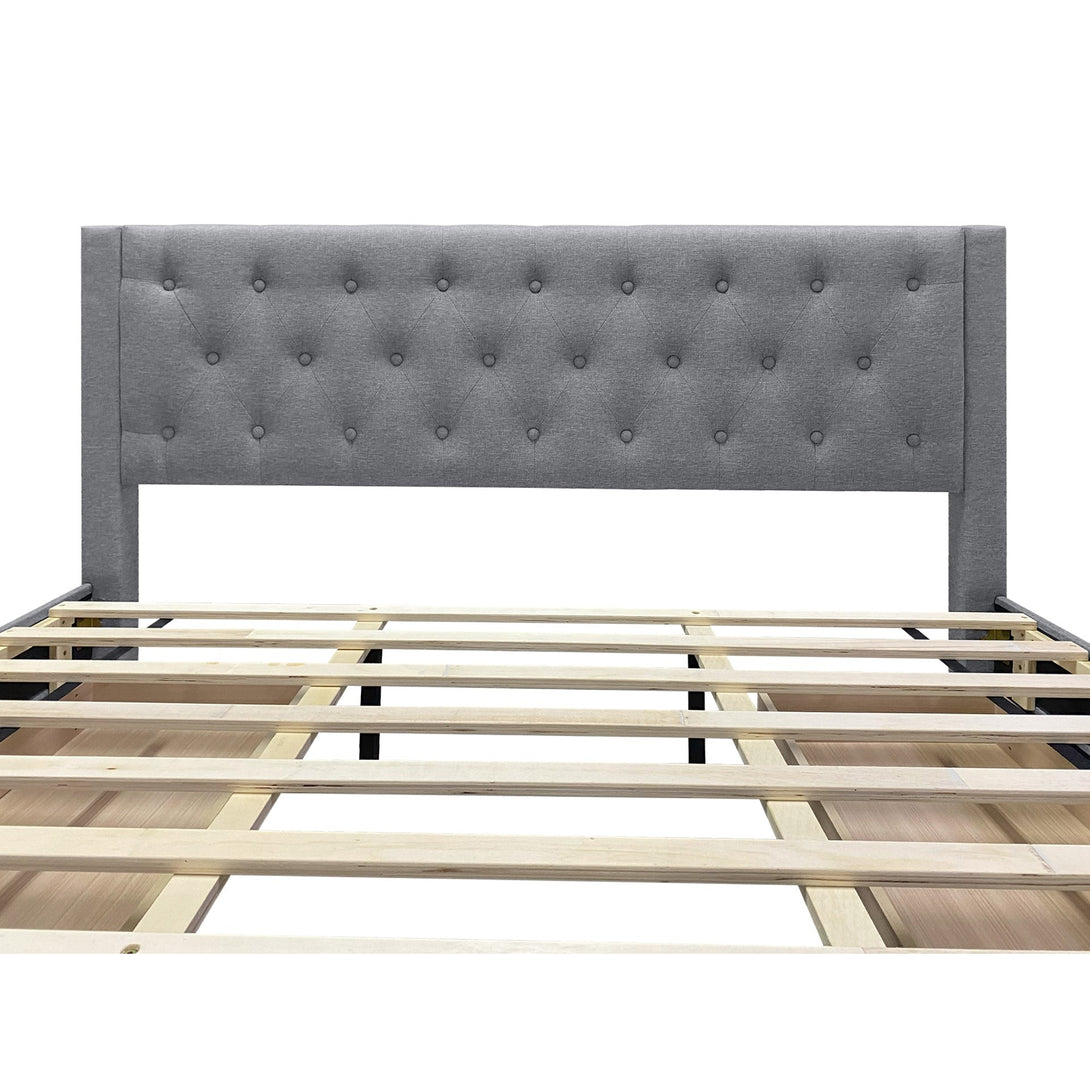 Thornton Super King Fabric Bed Frame with 4 Drawers - Light Grey