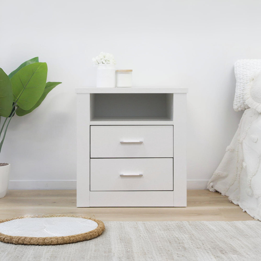 Mateo Wooden Bedside Table - White