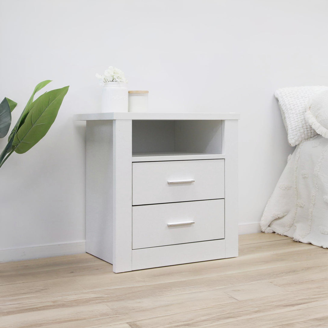 Mateo Wooden Bedside Table - White