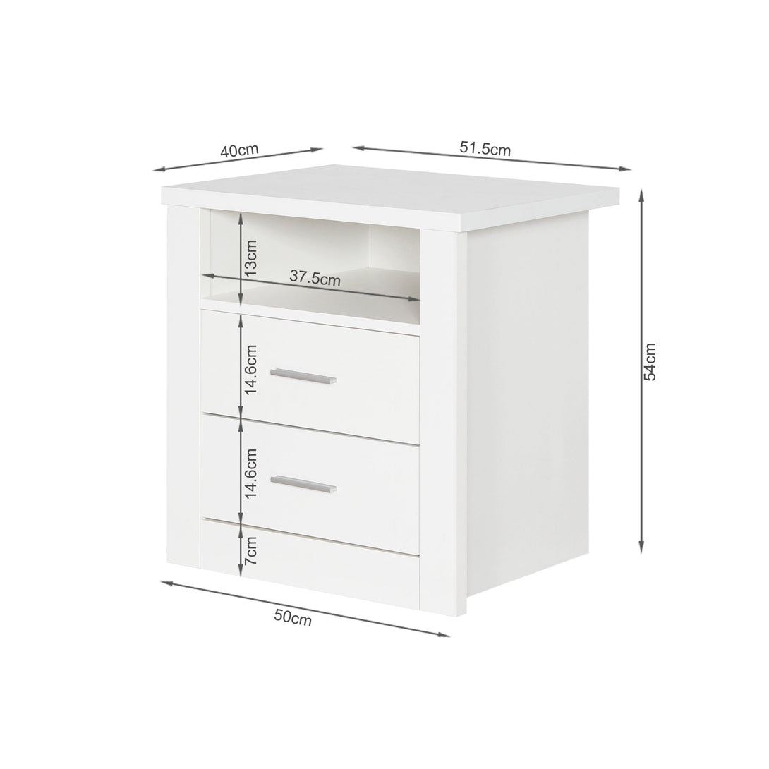 Mateo Wooden Bedside Table - White
