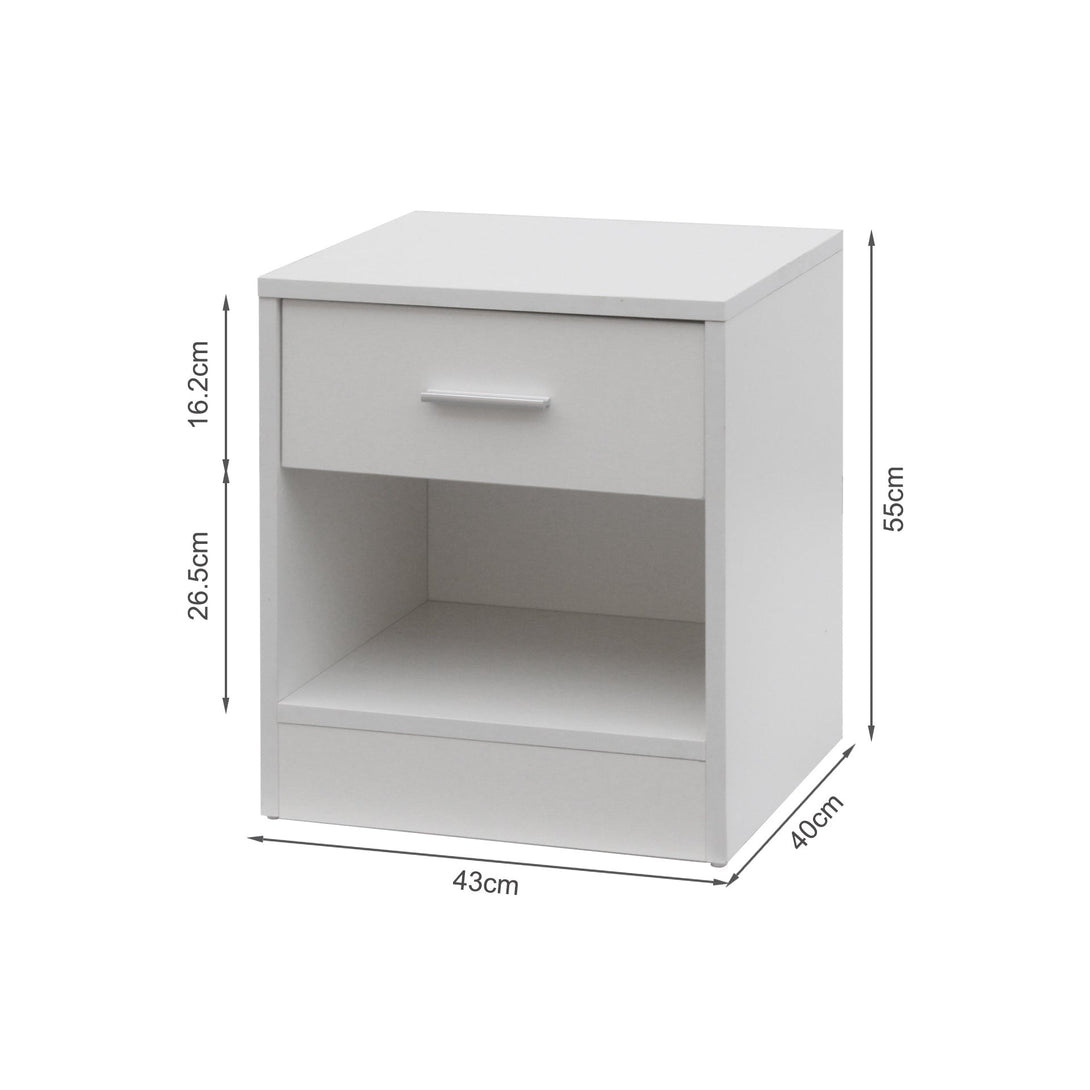 Clayton Bedside Table with 1 Drawer - White