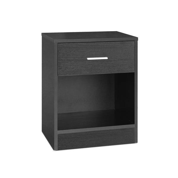 Clayton Bedside Table with 1 Drawer - Black