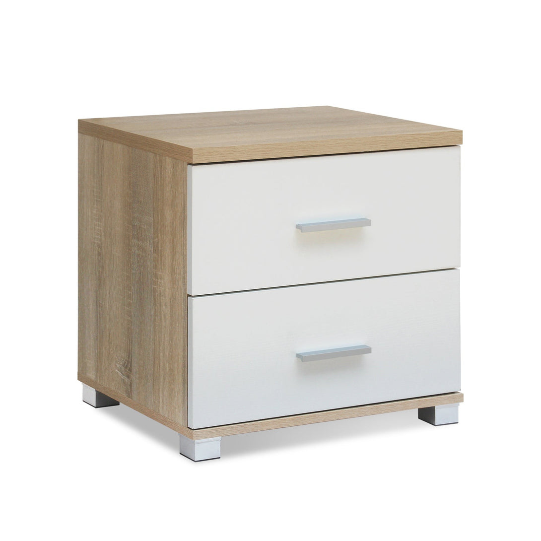 Bram Bedside Table - Oak + White